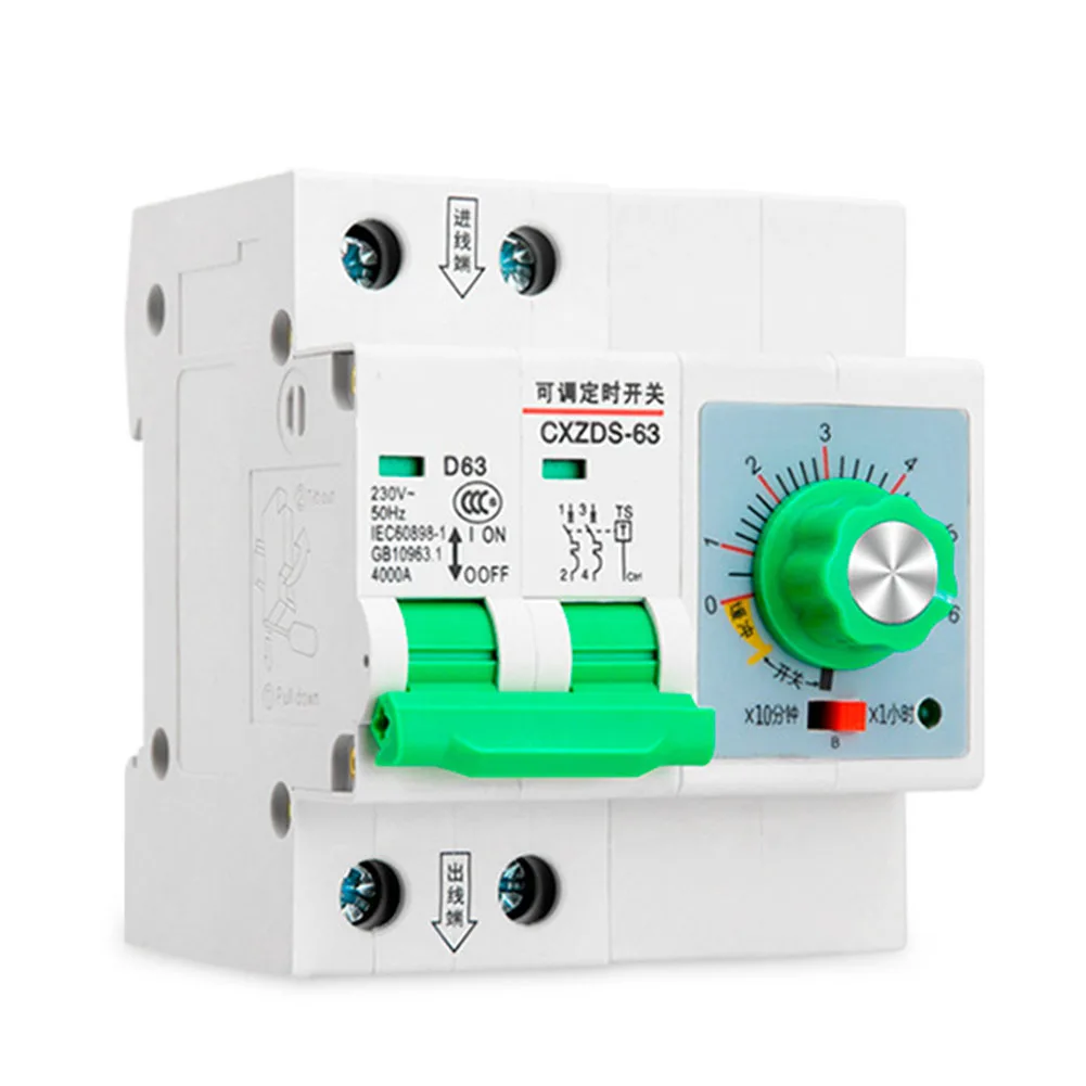

Adjustable Timer Switch for Industrial Use Mechanical Design with Overload and Short Circuit Protection at Rated Current of 63A
