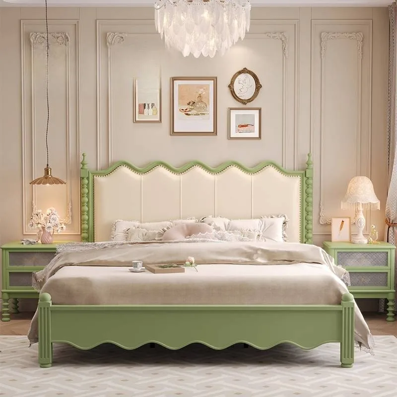 

Young Decor Large Double Bed Cute Elegant Green Lit Luxe Lounges Double Bed Loft Headboards Camas De Dormitorio Furniture Home