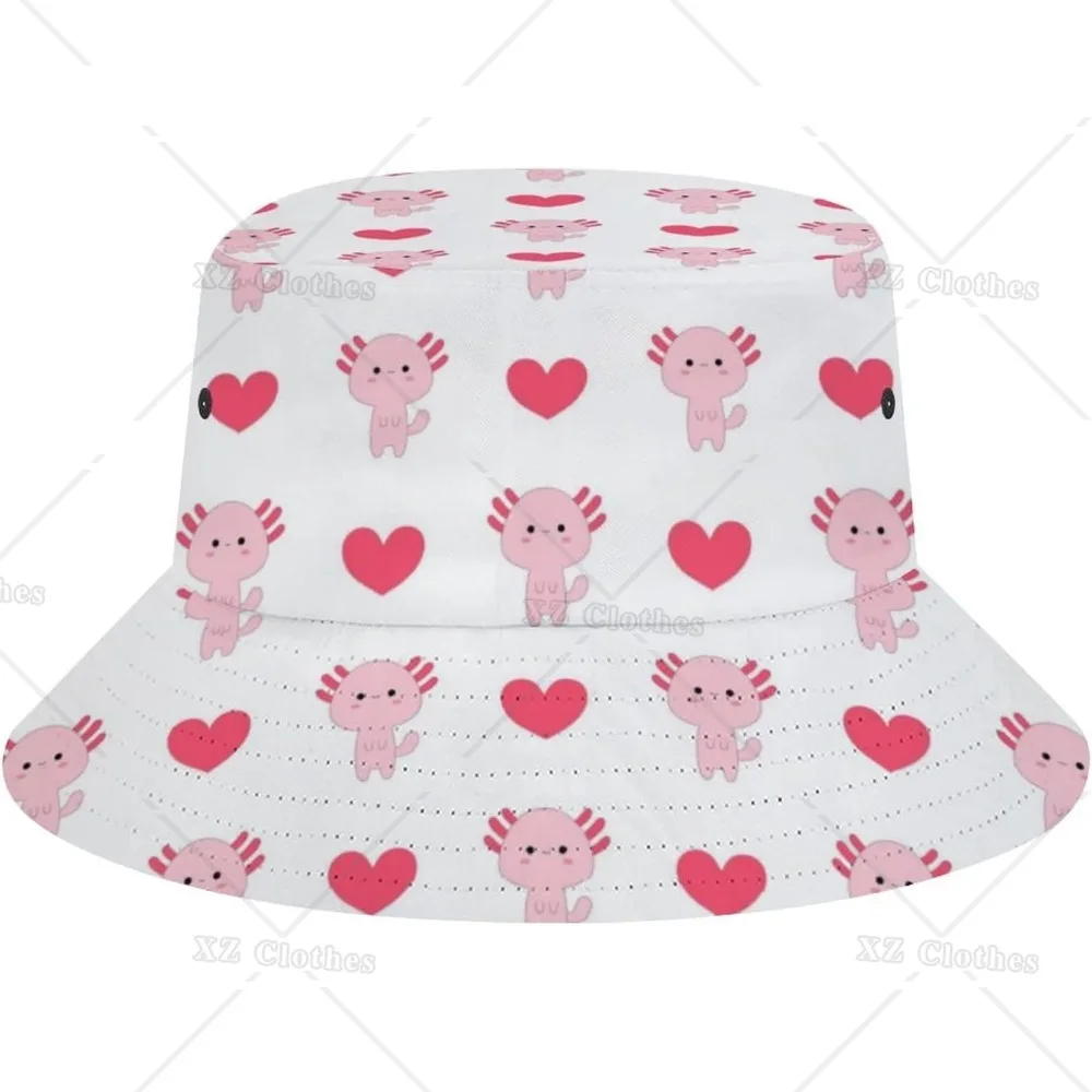 

Cute Cartoon Axolotl Bucket Hat for Women Men Teens Beach Outdoor Packable Sun Cap Summer Headwear Fishing Caps for Fisherman