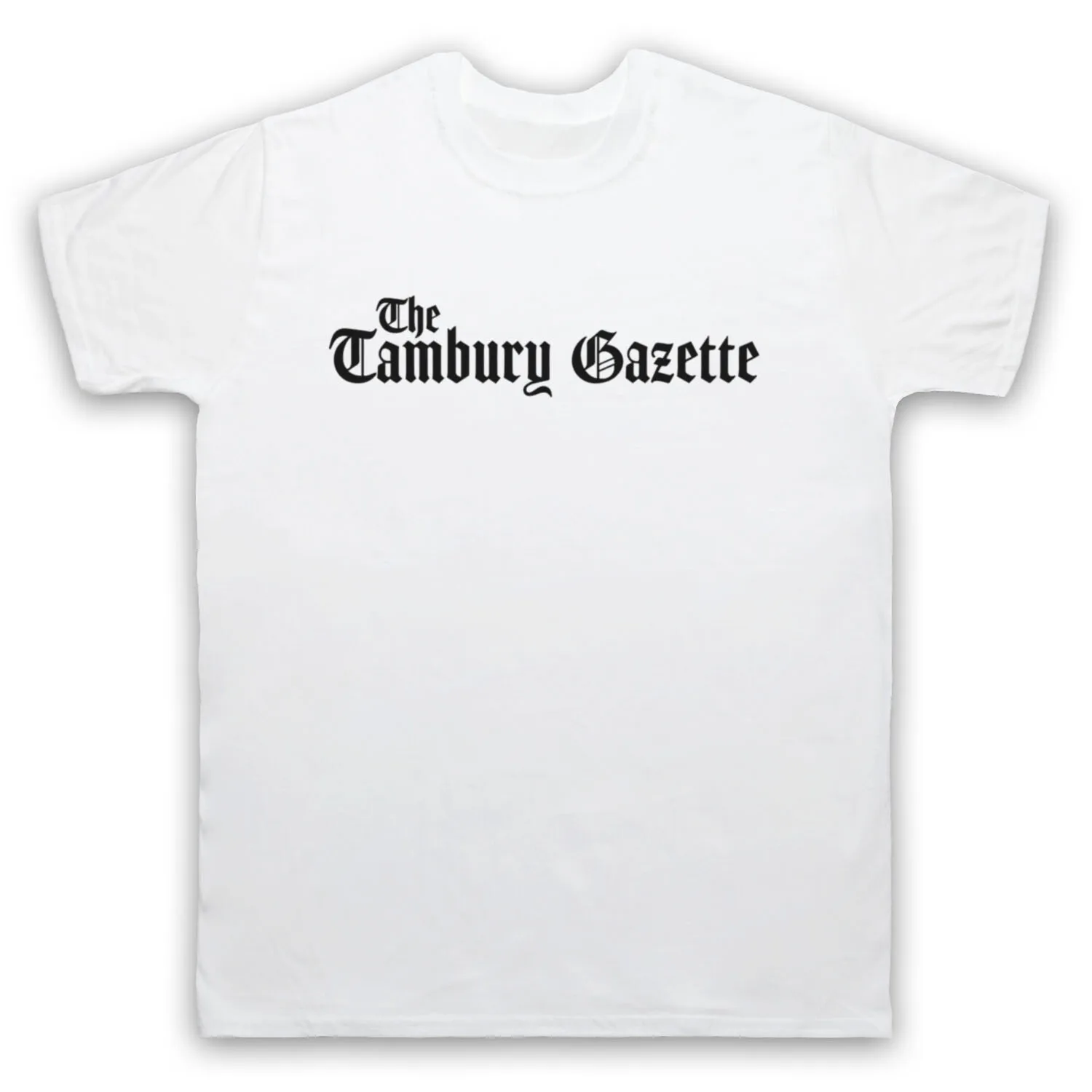 AFTER LIFE NÃO OFICIAL THE TAMBURY GAZETTE NEWSPAPER T-SHIRT masculino e feminino