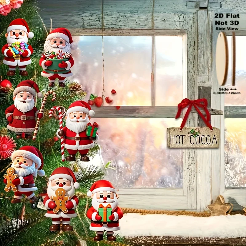 10 قطعة شجرة عيد الميلاد التقليدية الزينة معلقة سانتا كلوز الحلي مجموعة خشبية عيد الميلاد تزيين هدية للحزب لقضاء عطلة #6