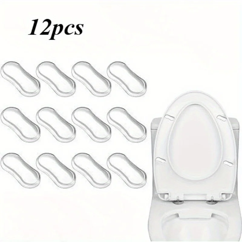 12pcs Transparent Toilet Cleaning Pads Toilet Lid Gasket Cushion Silent Toilet Pad Toilet Seat Bumpers Shockproof Lid Pad