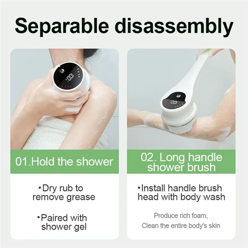 A60T Effortless Electric Bath Brush Lazy Back Scrub Bath Scrubbing Brush Automatic Back Scrub Bath Brush With Long Handle