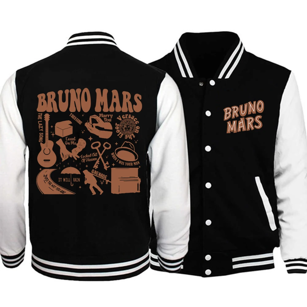 

BRUNO MARS Hoodies BRUNO MARS Baseball Uniform Hoodie Jacket Hoodie Fan Gift Unisex Harajuku Sweatshirts