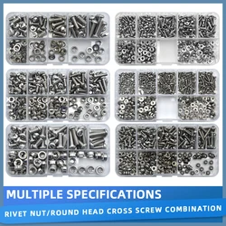 M2 M2.5 M3 M4 M5 M6 Stainless Steel Pressure Rivet Nut and Philips Bolt Set Metric CLS PEM Self-Clinching Nut for Sheet Metal