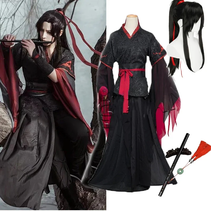 

Hot Cool Wei Wuxian Cosplay Mo Xuanyu Costumes Mo Dao Zu Shi The Untamed Cosplay Wig Custom Made Shoes Black Boots Ancient Style