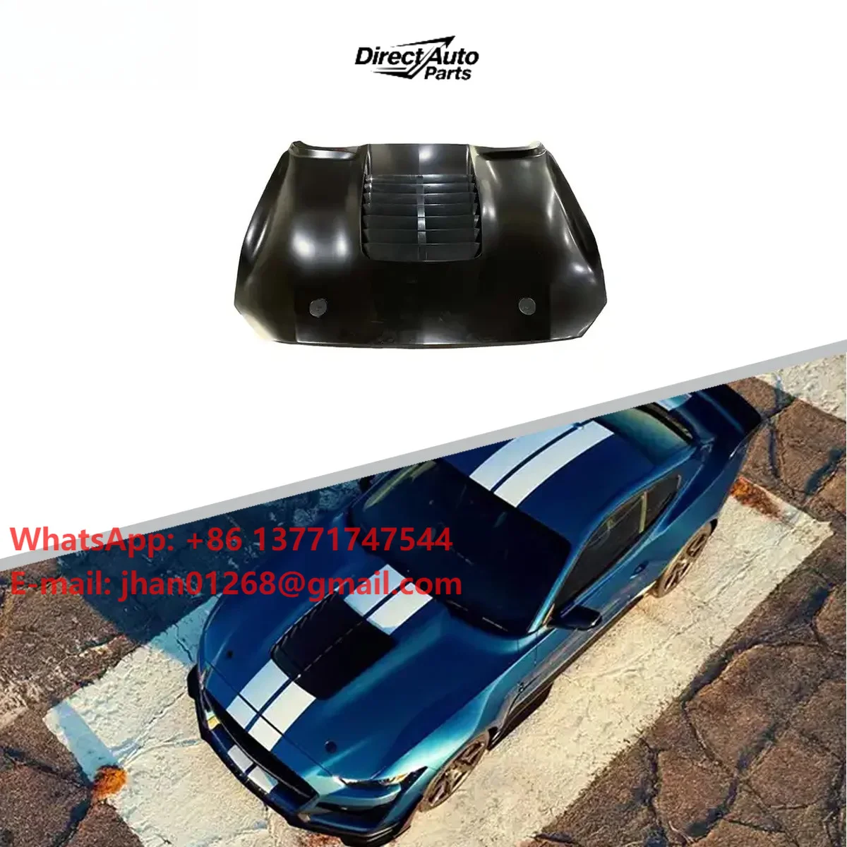 GT500 Style Sheet Metal Stamping Hood Engine Cover Hood Aluminum for Ford Mustang 2018-2022