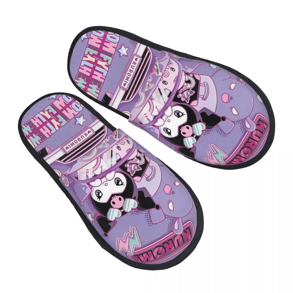 

Мягкие тапочки из пены с эффектом памяти Kuromi из мультфильма, женские классические тапочки в стиле аниме, спа-домашняя обувь