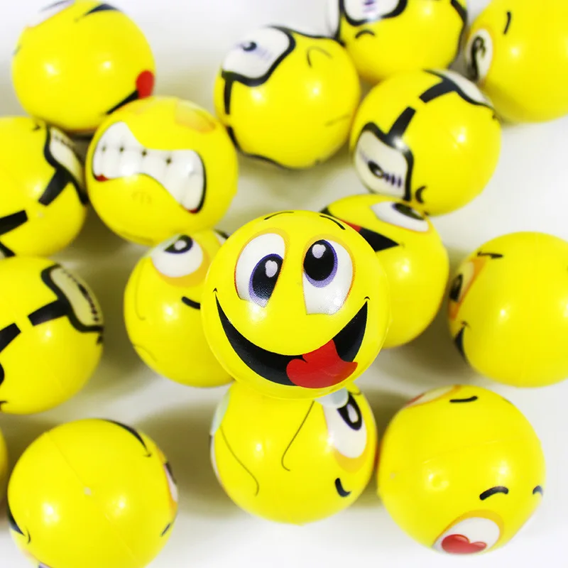 4,3 см твердый полиуретановый шарик из губки с мультяшным выражением для снятия стресса, сжимающий мяч под давлением, детский прыгающий шарик для захвата рук