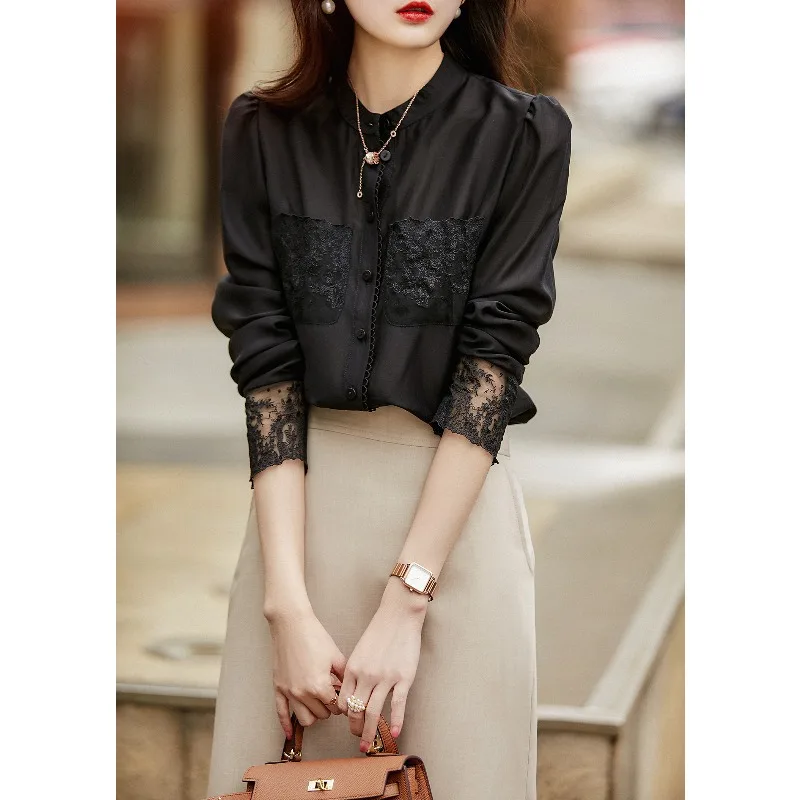 

Кружевная французская рубашка с длинными рукавами, женская летняя дизайнерская ниша в гонконгском стиле