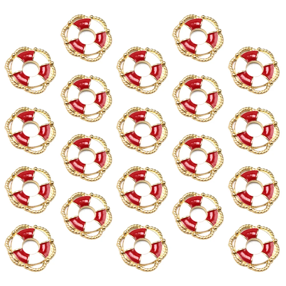 

20pcs Rescue Buoy Pendants Alloy Charms Jewelry Making Accessories Bracelet Necklace Diy Keychain Decor Red Durable Stylish