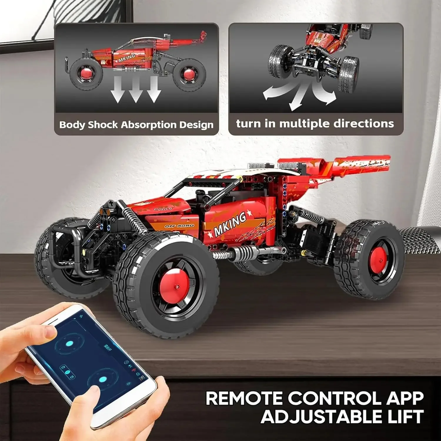 Mould King 18019 Blocchi da Costruzione Tecnici, Modello di Auto Fuoristrada Motorizzata Hurricane, Giocattoli per Bambini, Regali di Natale