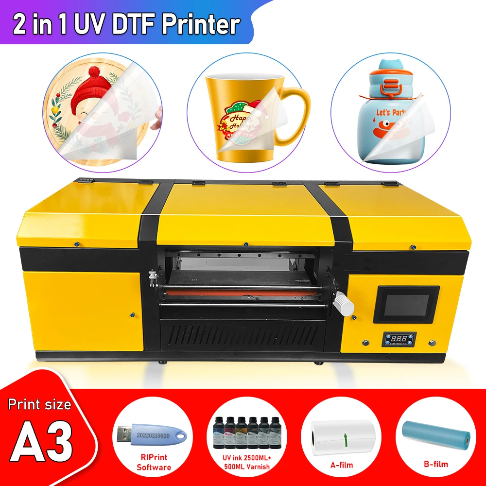 2 In 1 UV DTF Printer Dual XP600 Printer head Laminating Varnish Printer Sticker Machine UV DTF Printing machine for all product