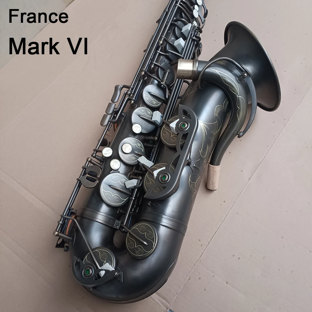 

France Mark6 Tenor saxophone B-Flat black brass professional Tenor sax woodwind instrument with bag and accessories