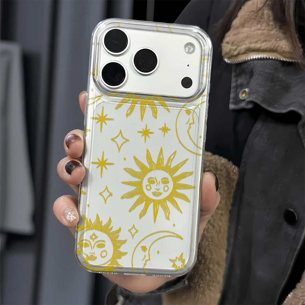 Sun Moon Couple Matching Silicone Case For Iphone 12 16 Plus 11 15 14 13 17 Pro Max Lovers Pair Phone Cover