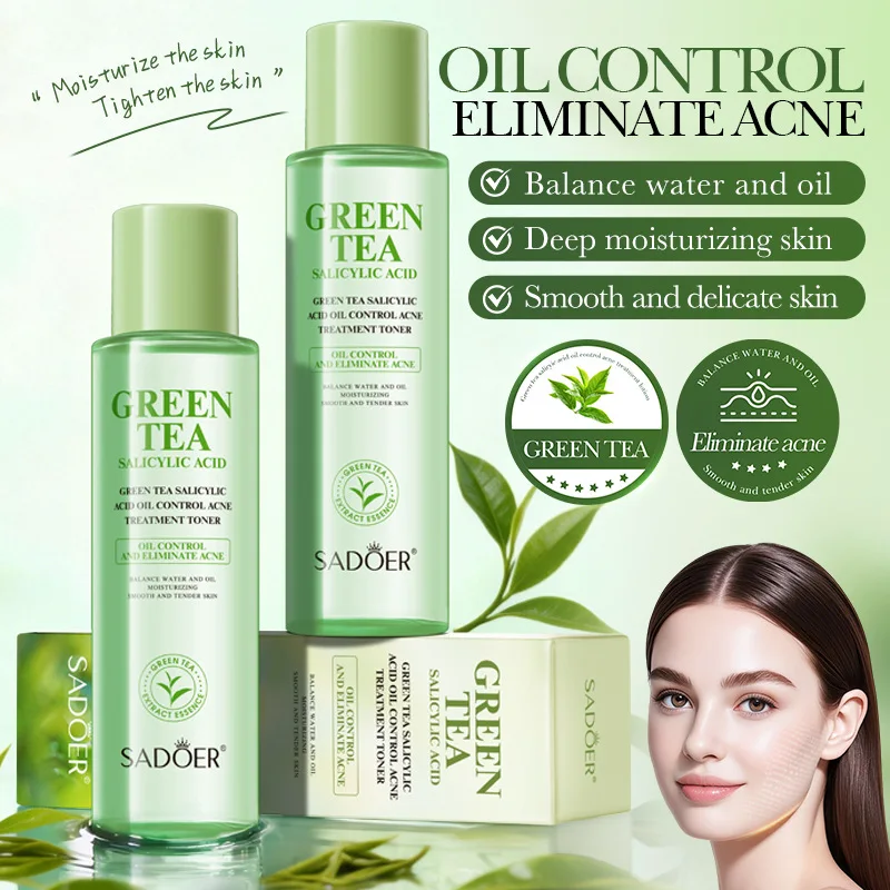 

Тоник для лица с зеленым чаем и салициловой кислотой для контроля жирности и лечения акне, глубокое увлажнение, для мужчин и женщин