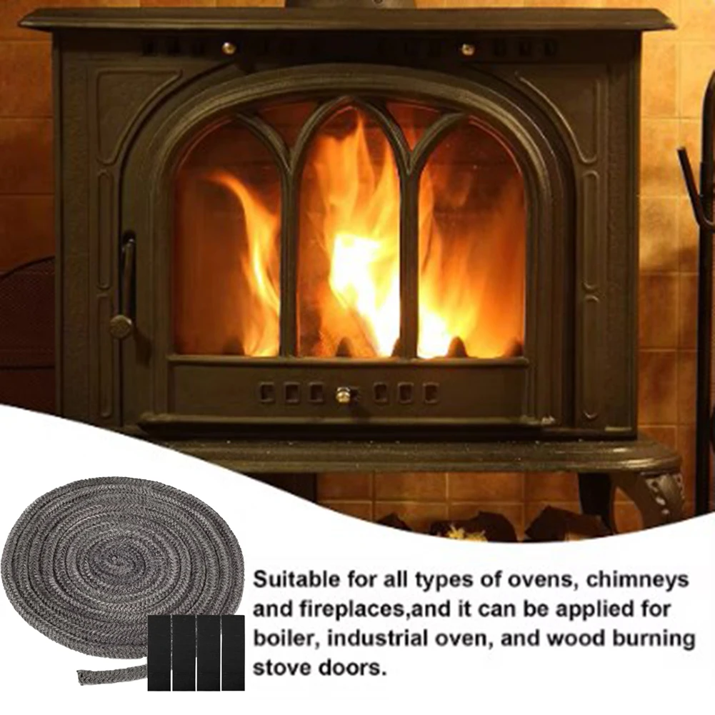 Fiberglass Stove Rope Seal Kit 6mm 8mm 10mm With End Tape For Fireplace Door Gasket High Temperature Sealing Cord