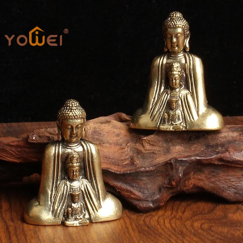 Latest 5cm Chinese Buddhism Pure Copper Bronze Shakyamuni Buddhas Statue Table Pure Brass Antique Tea Pet Ornament