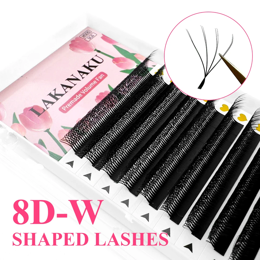 LAKANAKU Flower 3D 4D 5D 6D 8D W Wispy Lashes Extension Premade Fan Individual Volume Eyelash Soft YY Volume Cilia