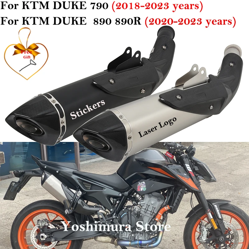 For KTM DUKE 790 890 890R DUKE790 DUKE890 2018 - 2023 Motorcycle Exhaust Escape Modify Mid Link Pipe Heat Shiele Carbon Fiber