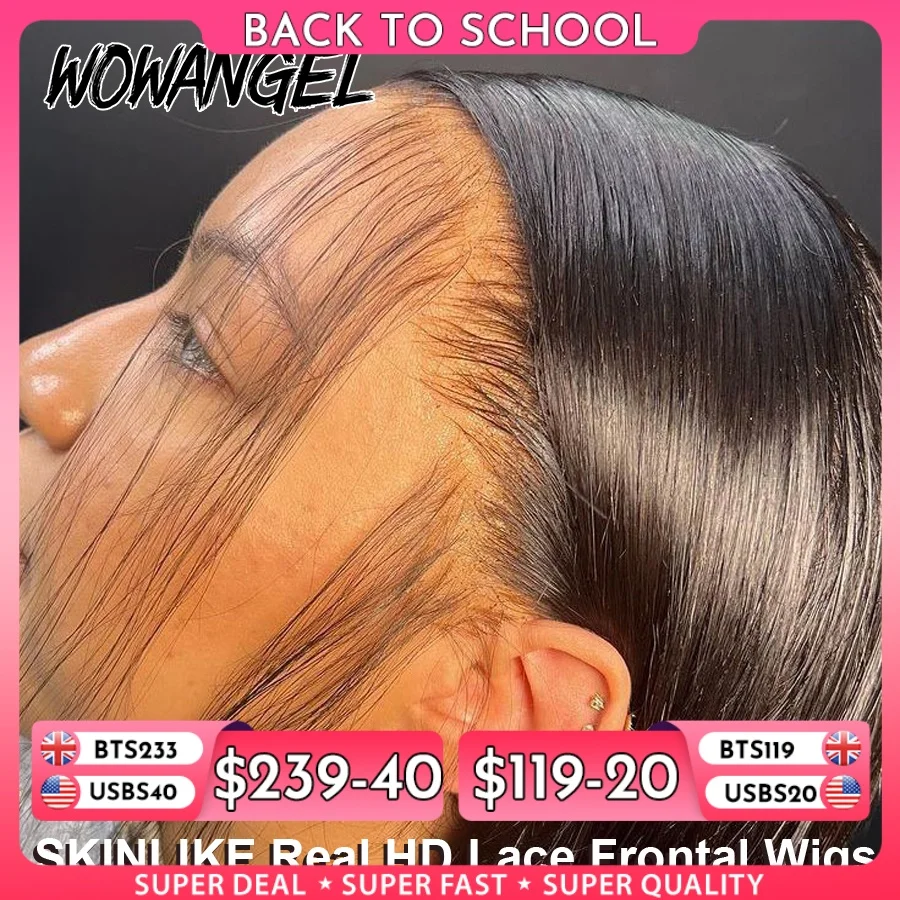 WOW ANGEL HD Lace Frontal Wig 250% 13x6 HD Lace Front Wig Straight Hair Invisible HD Lace Melt Skin HD Lace Front Human Hair Wig