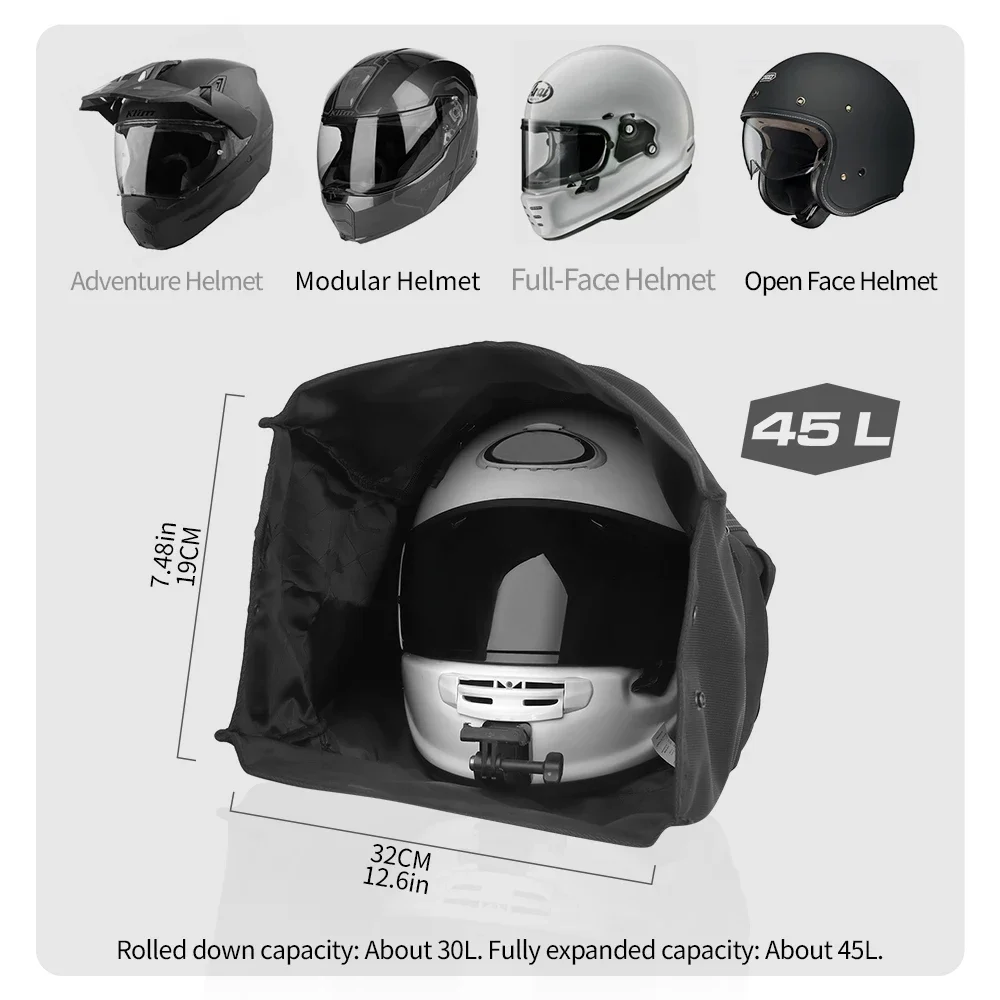 Rhinowalk Motorcycle Full Face Helmet Bag 45L Reflective Riding Backpack Motorbike Travel Laptop Compartment Hidden Key Holder