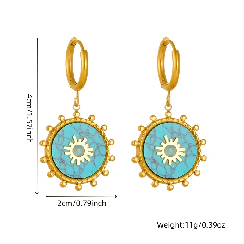 DIEYURO 316L Stainless Steel Personalized Pine Stone Sun Flower Earrings Womens Design Sense New Current Ear Jewelry Gift Party