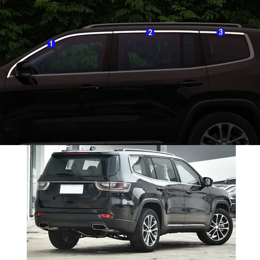 

For Jeep Grand Commander 2018 2019 2020 2021 Car Sticker Garnish Pillar Window Middle Strip Trim Frame Hoods