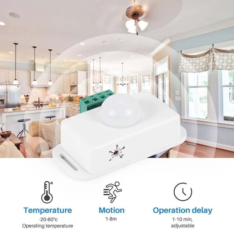 DC 12V 24V PIR Motion Sensor Function Controller LED Switch Body interruttore a infrarossi Timer di movimento bianco per strisce LED