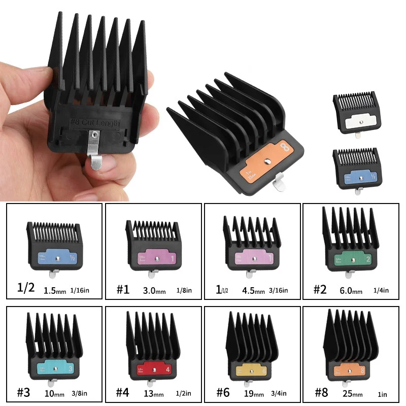 

8 шт./компл., защита для машинки для стрижки волос для электрической машинки для стрижки Wahl, расческа для парикмахера, профессиональная направляющая для стрижки, расчески, аксессуары для парикмахерской