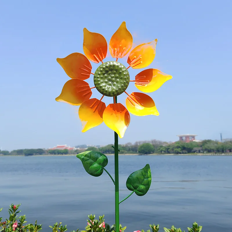 

Colorful Iron Windmill with Sunflower Outdoor Garden Spinner for Yard Wind Powered Decor for Kindergarten Vibrant Landscape Art