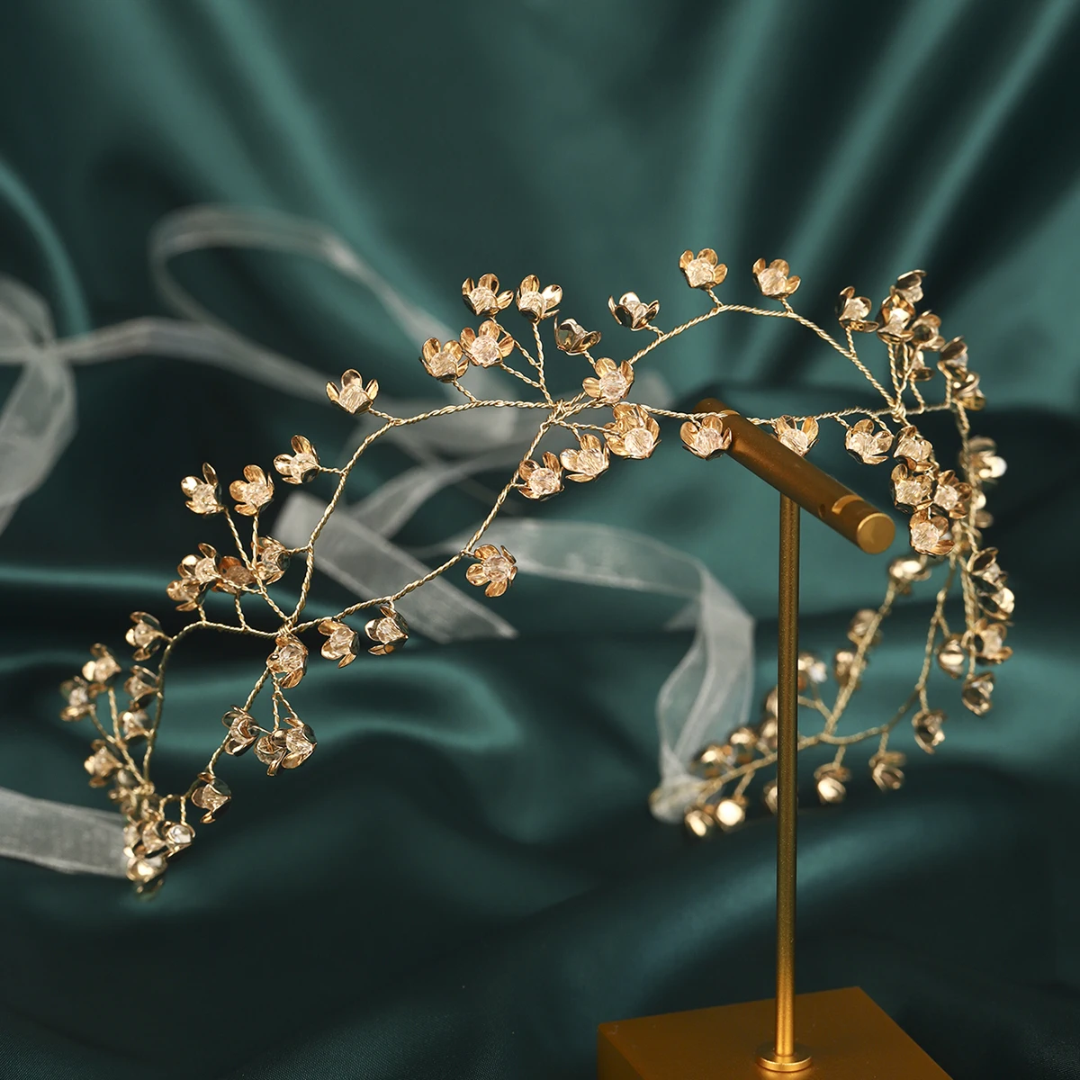 Miallo Boho Gold Branch Floral Bridal Hair Vine Wedding Forest Style Tulle Ribbon Headband Party Hair Accessories For Women 2026