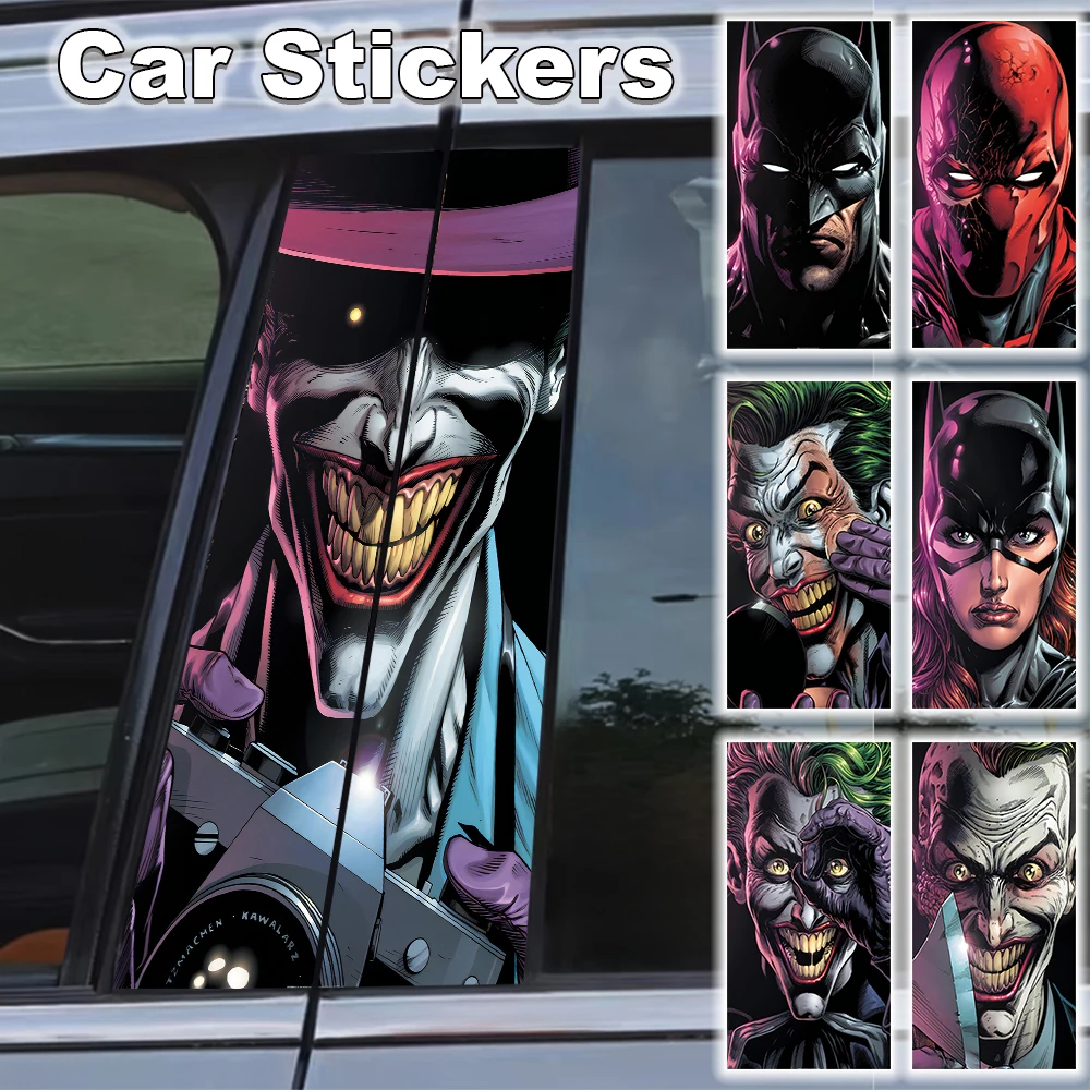 

DC Jokers Car B Pillar Sticker Decal Waterproof Peel Stick Scratch Resistant Anime Self-adhesive Poster Accessorie Batman Gift