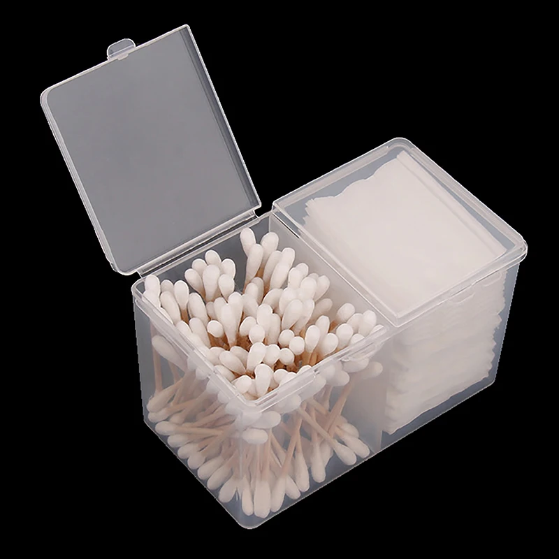 Transparent Plastic Cotton Swab Storage Box Desktop Dust-Proof Makeup Removal Cotton Lipstick Cosmetics Storage Organization