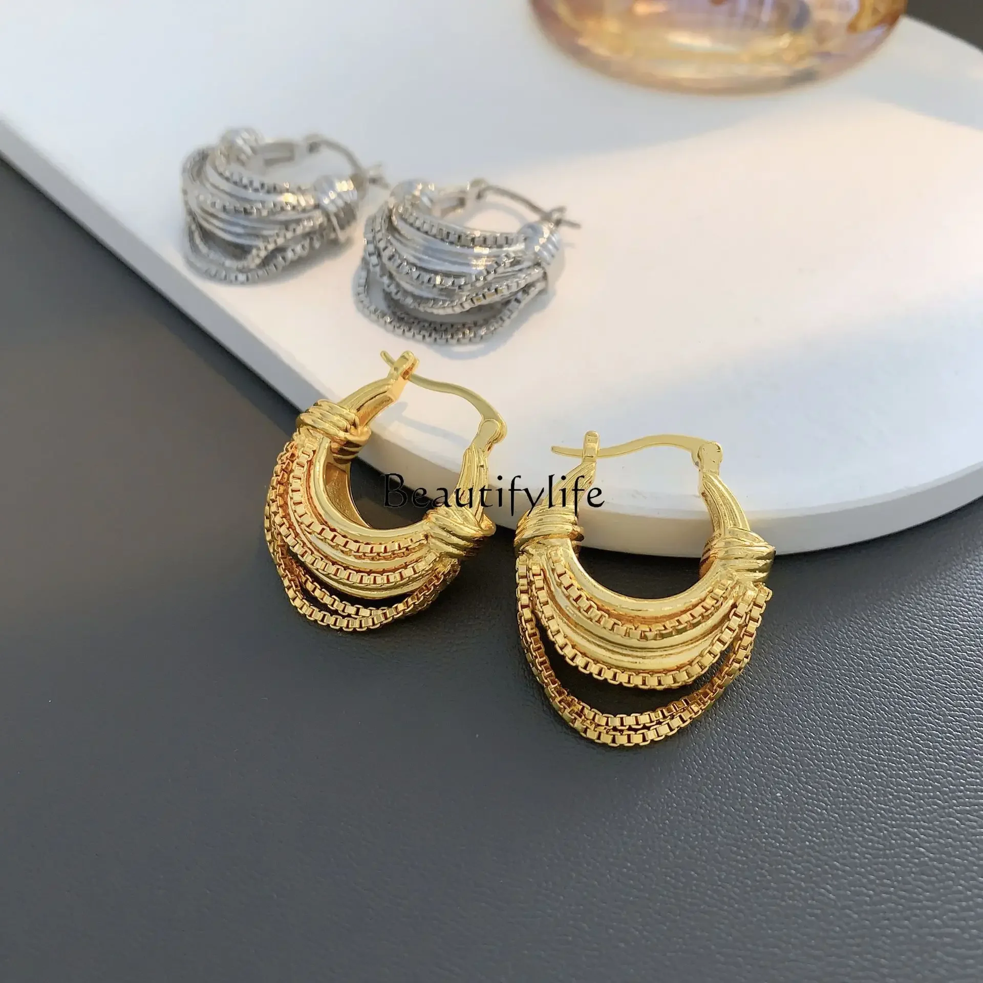 

U-shaped chain earrings niche high-end earrings women