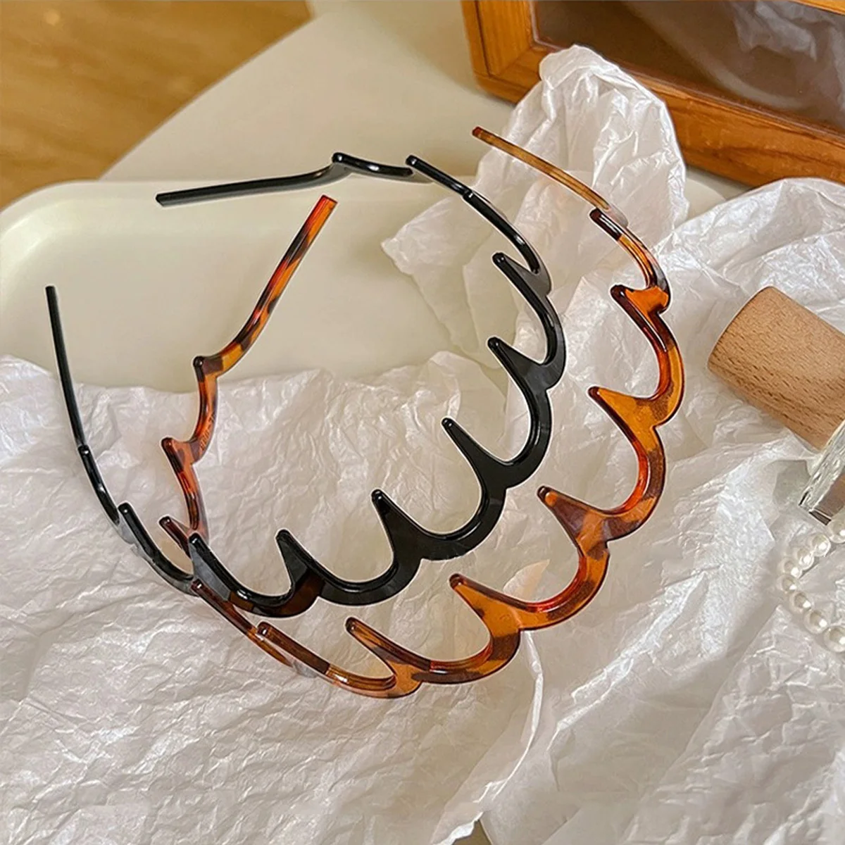 2 PCS Non-Slip Teeth Comb Headband Plastic Braided Thin Hair Bands Hair Accessories