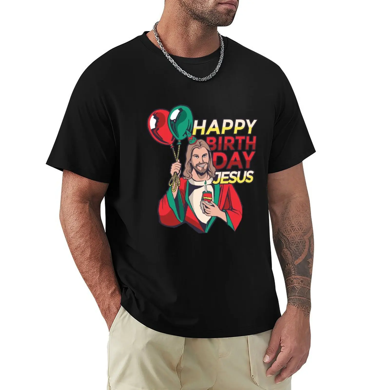 

Happy Birth Day Jesus Shirt, Christmas Jesus Birthday T-shirt, Christmas Design T-Shirt anime mens tall t shirts