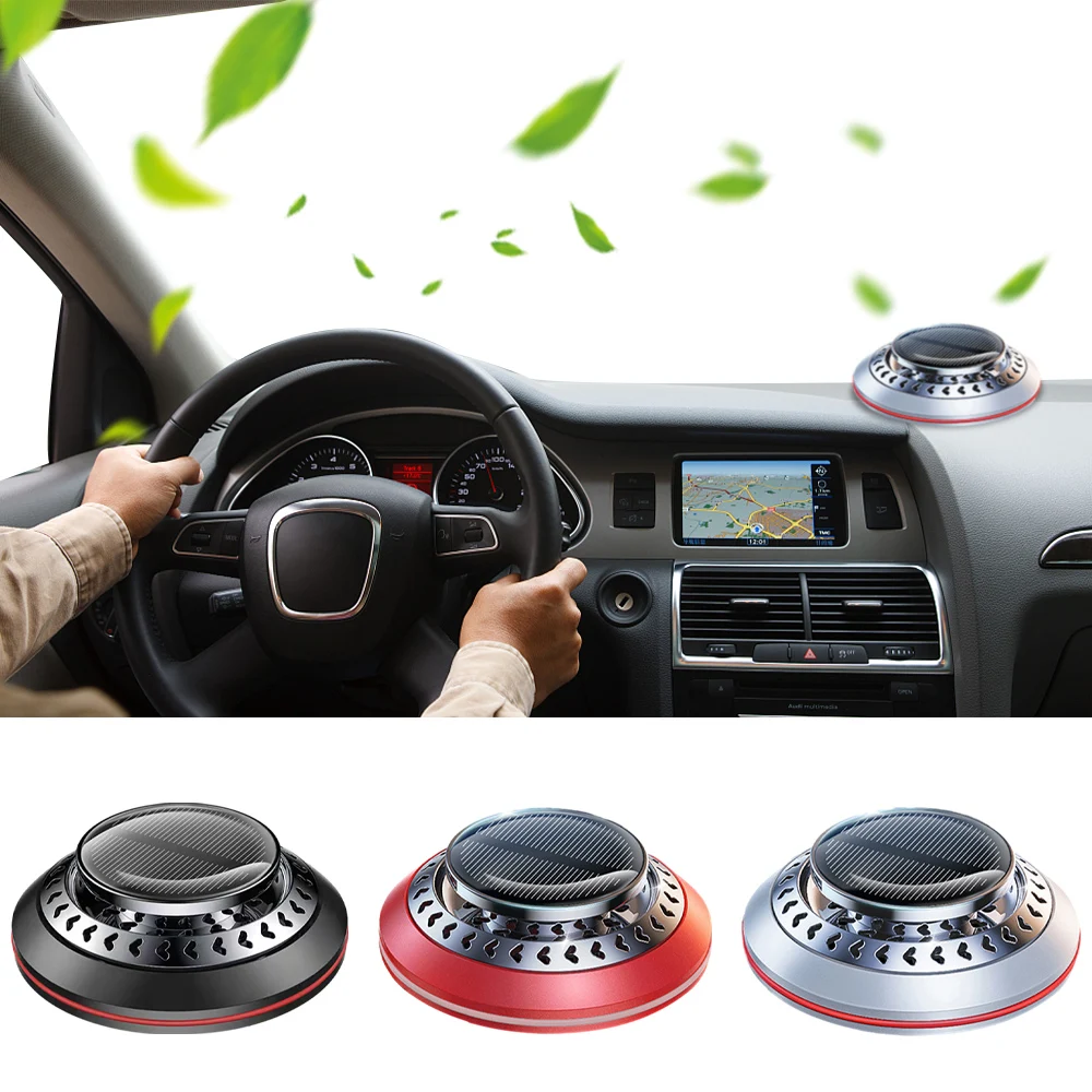 

Solar Powered Car Air Freshener Aluminum Alloy Wooden Fragrance Auto Aroma Essential Oil Diffuser Car Interior Decoration