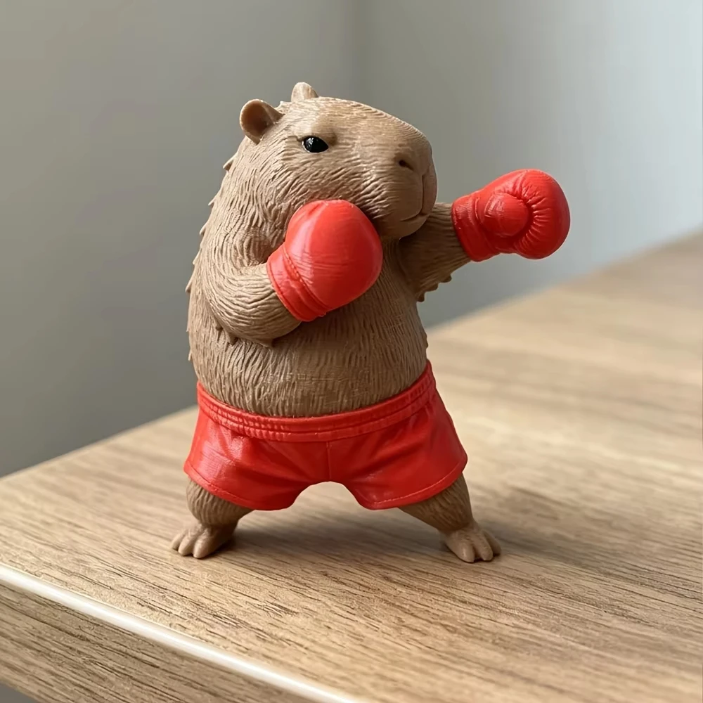 3D Printed Boxer Capybara Figurine Funny Boxing Capybara Animal Action Figure Desktop Ornament Unique Gift for Boxing Lovers
