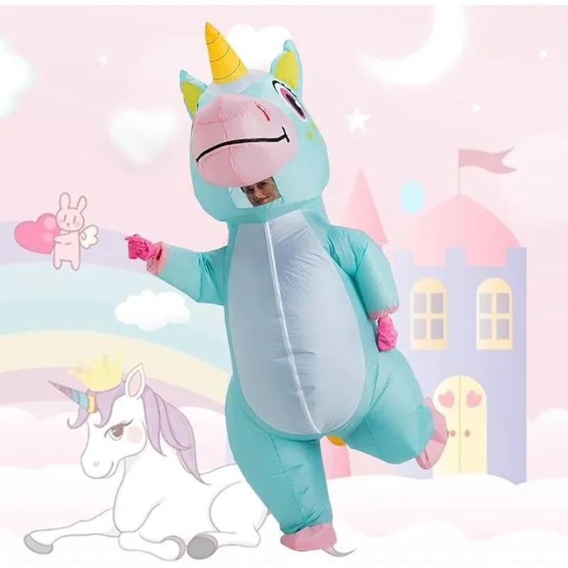 Unicorn Inflatable Costume Team Performance Full Body Set Mascot Cosplay Dress up Halloween Christmas Props