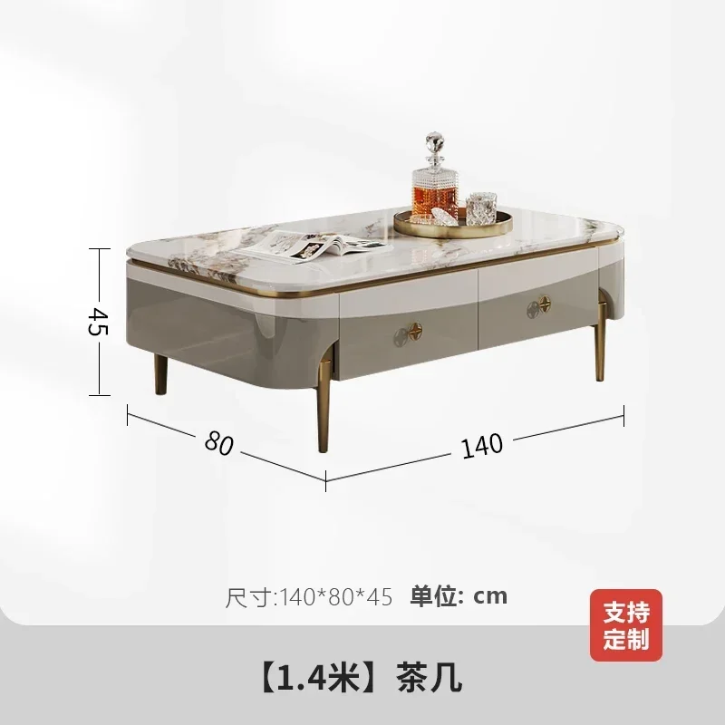 X6-1 light luxury paint coffee table living room marble high-end fashion square TV cabinet coffee table combination