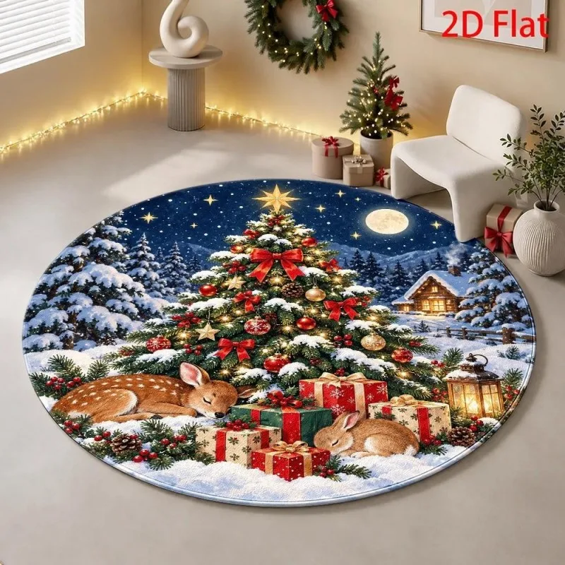 Modern Abstract Geometric Round Rug Nordic Blocks Circular Carpet Living Room Retro Mid Century Bedroom Soft Area Rugs Floor Mat