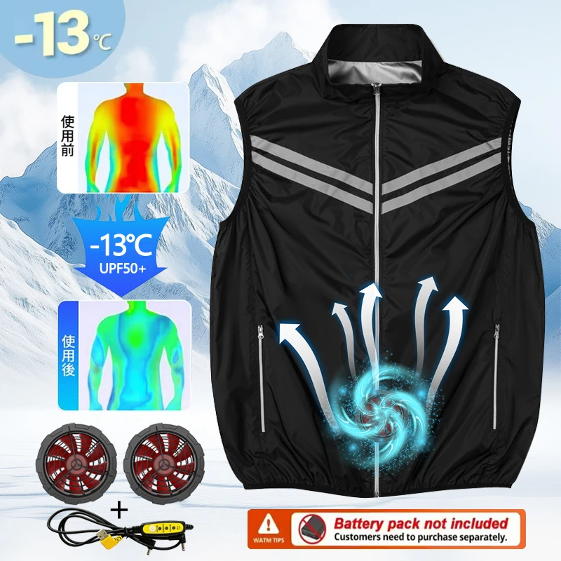

New summer cooling fan vest for men, stand-up collar design, intelligent cooling and air-conditioning outdoor waistcoat