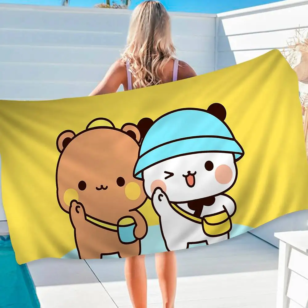 Bear Cartoon Kawaii D-Dudu B-Bubu Microfiber Printed Beach Towel Mountain Climbing Yoga Beach Swimming Running Absorbent Towel