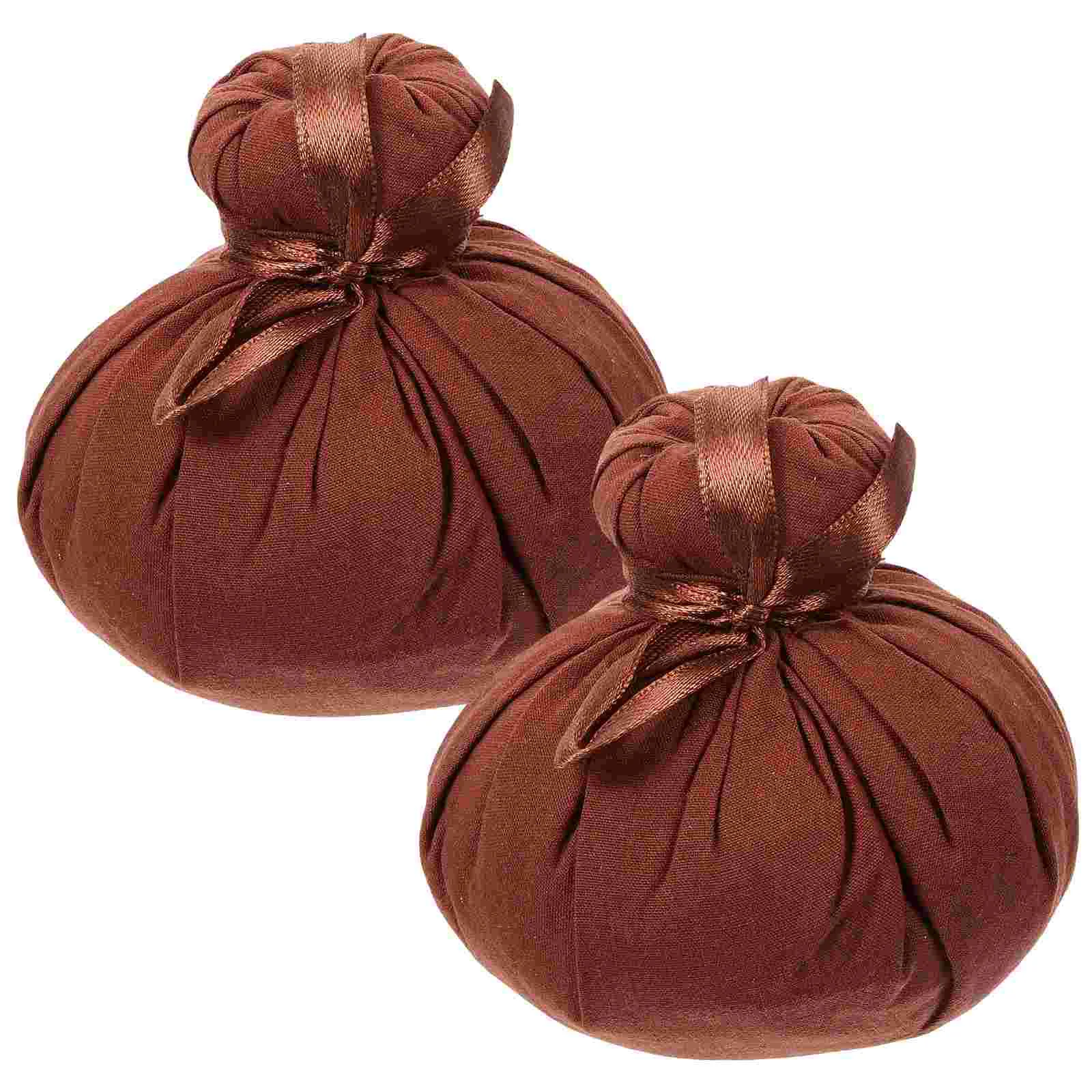 2 Pcs Mugwort Herb Bath Herbal Ball Compress Chinese Medicine Warming Bag Dark Brown Massage Spa