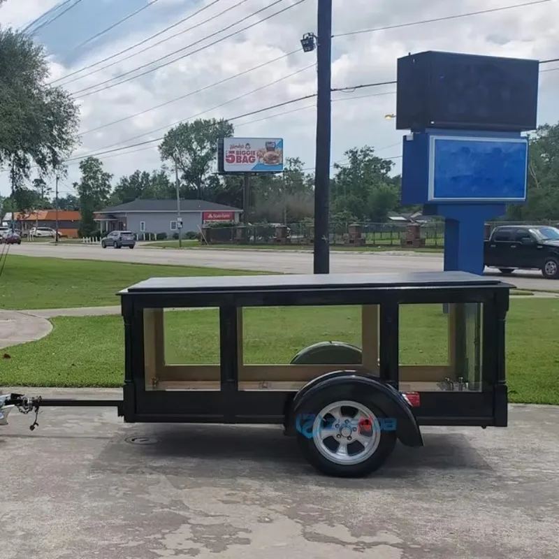 Customized Plain Black Three-Window Mini Funeral Transport Trailer Open Top Small Hearse Trailer For Funeral Parade