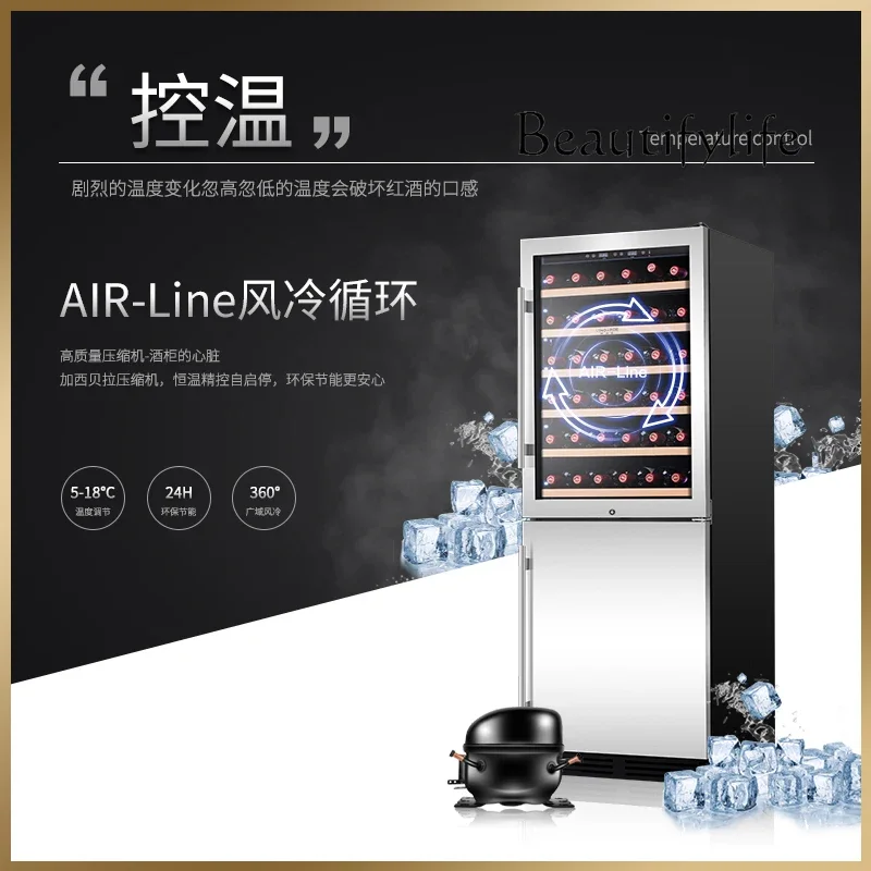 BJ Wine Cabinet Constant Temperature Wine Cabinet Ice Bar Stainless Steel Double Door Double Use Refrigerated Ice Bar Wine Cabin