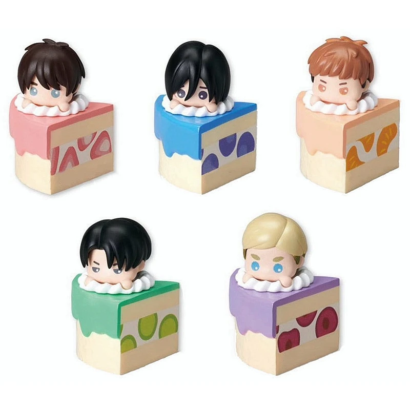 Model Gacha słodki atak na tort tytanowy dekoracja w formie figurki Eren Jaeger Mikasa Ackerman Rivaille Ackerman Erwin Smith figurka