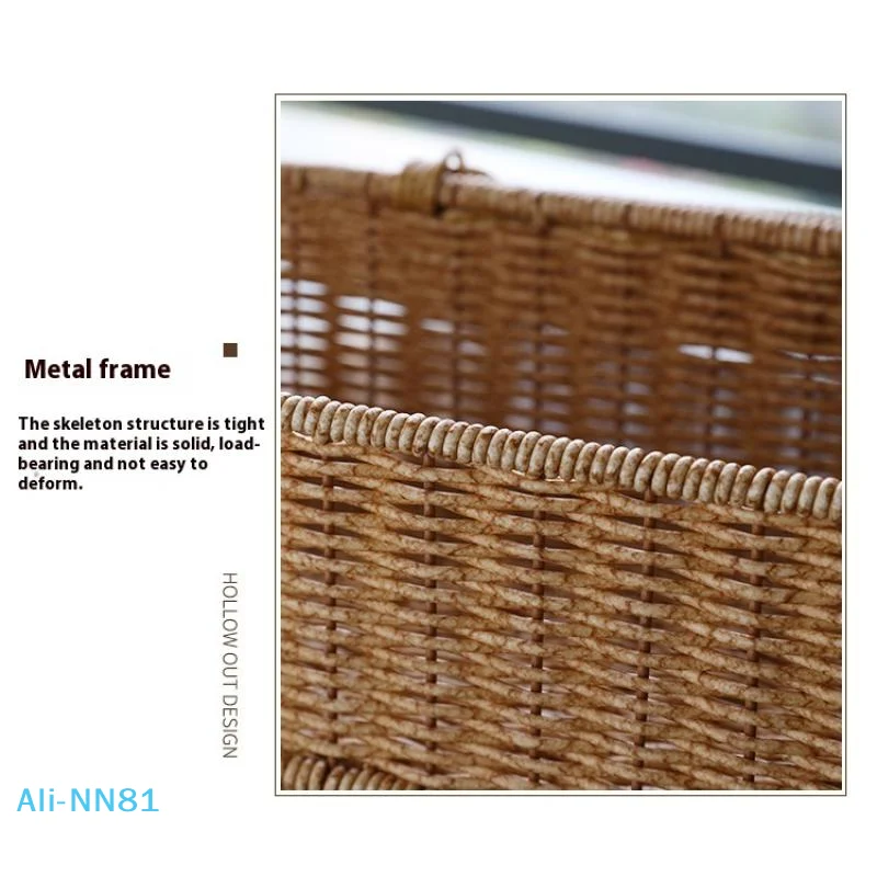 【M】1 Pc Bohemian Imitation Rattan Storage Basket Woven Storage Box Dust-proof Frame Home Decoration Basket