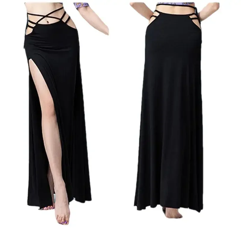 

Women Spilt Side Pulling Belly Dancing Skirt Adult Sexy Professional Dance Clothes Dress Female Maxi Long Spanish Costume